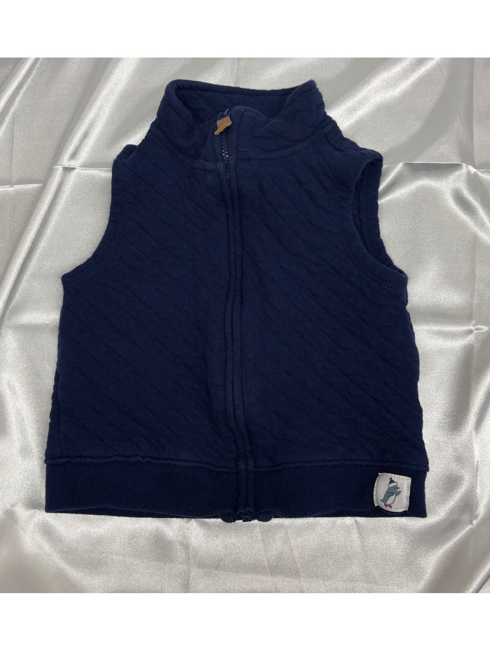 Carter’s Boys’ Navy Blue Quilted Vest with Penguin Patch Size 18m